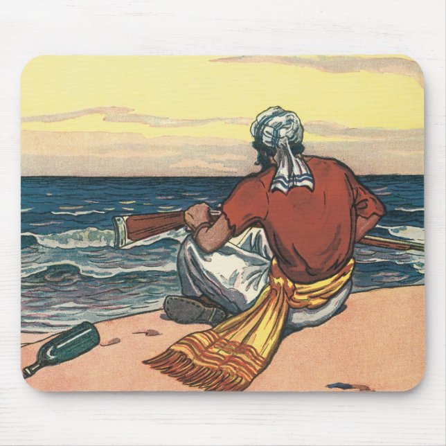 Vintagepirater, strandsatta på en öde ö musmatta (Framsidan)
