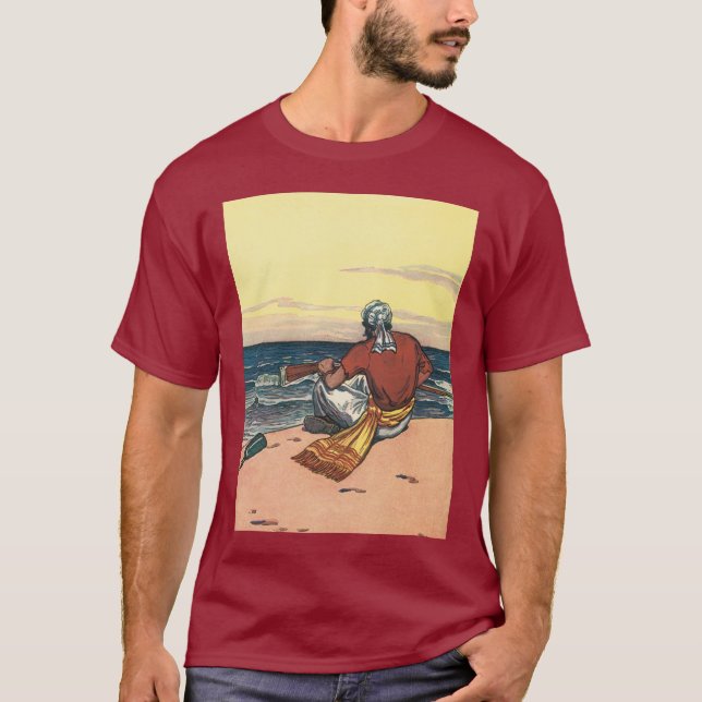Vintagepirater, strandsatta på en öde ö t-shirt (Framsida)