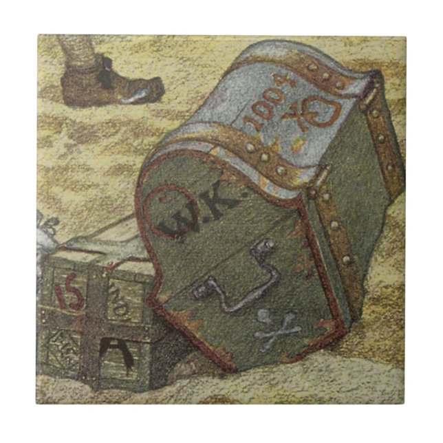 Vintagepirater, William Kidd Begraver Skatt Kakelplatta (Framsidan)