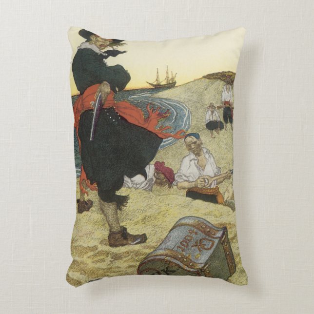 Vintagepirater, William Kidd begraver skatter Prydnadskudde (Framsidan(Vertikal))