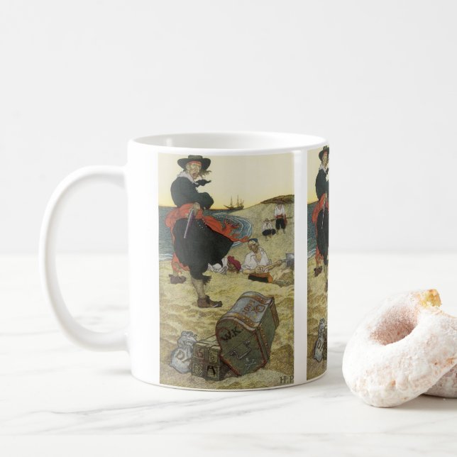 Vintagepirater, William Kidd gömmer skatter Kaffemugg (Med munk)