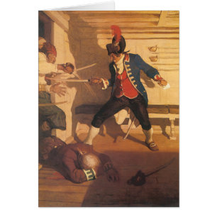 Vintagepiratkapten, svärdfäktning av NC Wyeth Hälsningskort