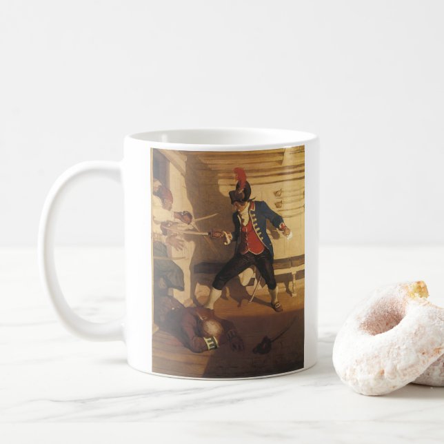 Vintagepiratkapten, svärdfäktning av NC Wyeth Kaffemugg (Med munk)