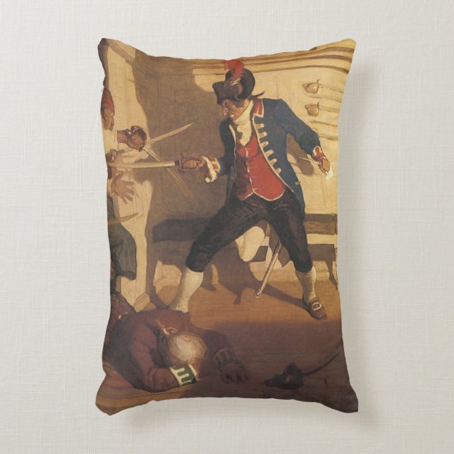 Vintagepiratkapten, svärdfäktning av NC Wyeth Prydnadskudde (Framsidan(Vertikal))