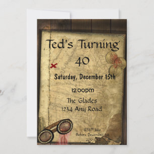 Vintagepiratkarta, guldmynt och vintageLook Inbjudningar