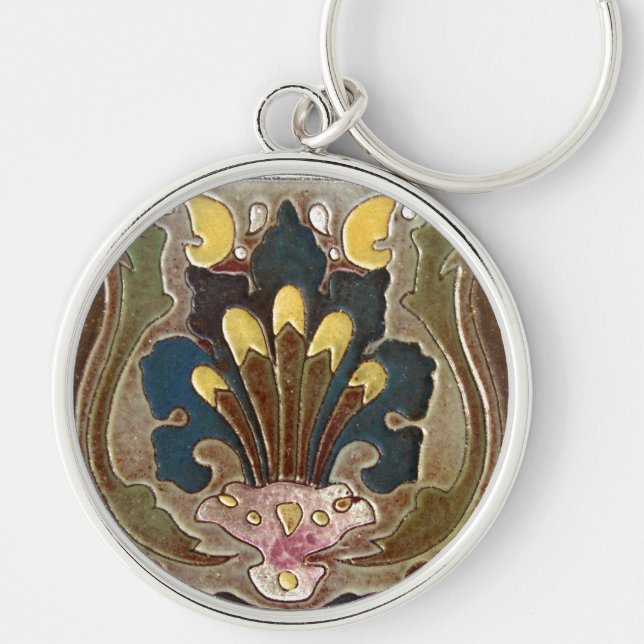 Vintageplattor Rund Silverfärgad Nyckelring (Framsidan)