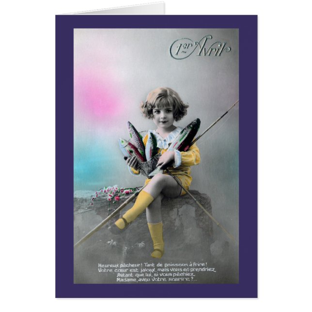vintagePoisson d'avril Hälsningskort (Framsidan)