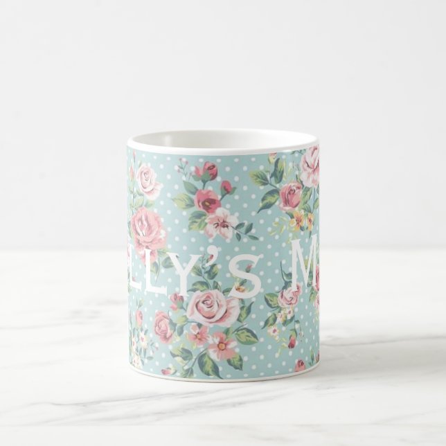 Vintagepolkaen pricker romönster Personnalised Kaffemugg (Center)