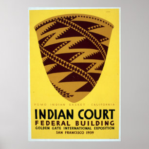 VintagePomo indisk basket San Francisco WPA Poster