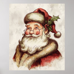 Vintageporträtt av Tomte Poster