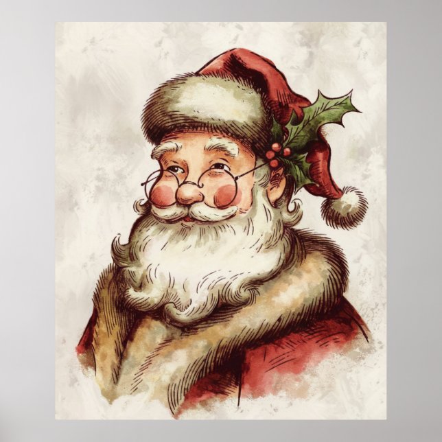 Vintageporträtt av Tomte Poster (Framsidan)