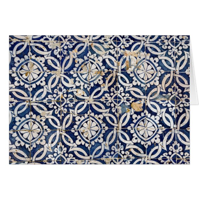 Vintageportugis Azulejo Hälsningskort (Framsidan Horizontal)
