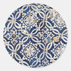 Vintageportugis Azulejo Runt Klistermärke