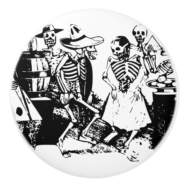 VintagePosada mexicansk skelett- dans Knopp (Framsidan)