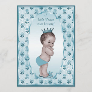 VintagePrince Pojke och blåttrobaby shower Inbjudningar