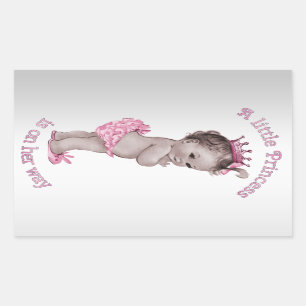VintagePrincess baby shower Rektangulärt Klistermärke