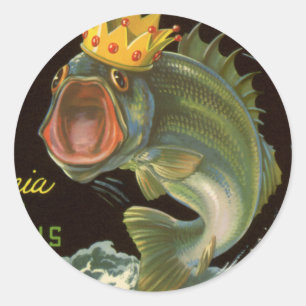 Vintageprodukt Burklabelkonst, Kingfish Sparris Runt Klistermärke