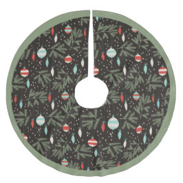 Vintageprydnadar svärtar röd mönstrad jul julgransmatta borstad polyester