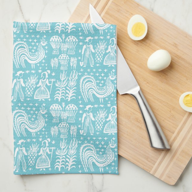VintagePyrex mönster - Amish Butterprint (vit) Kökshandduk (Vikt i Fjärdedel)