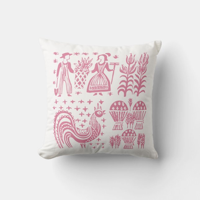 VintagePyrex mönster - Butterprint rosa Kudde (Framsida)