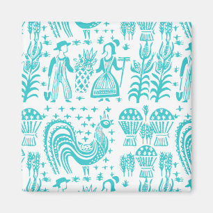 VintagePyrex mönster - Butterprint (turkos) Magnet
