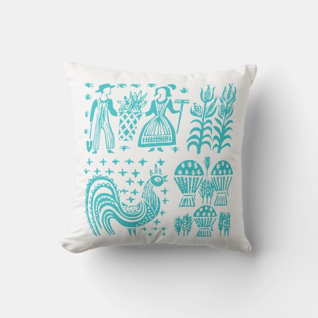 VintagePyrex mönster - Butterprint turkosblått Kudde (Framsida)