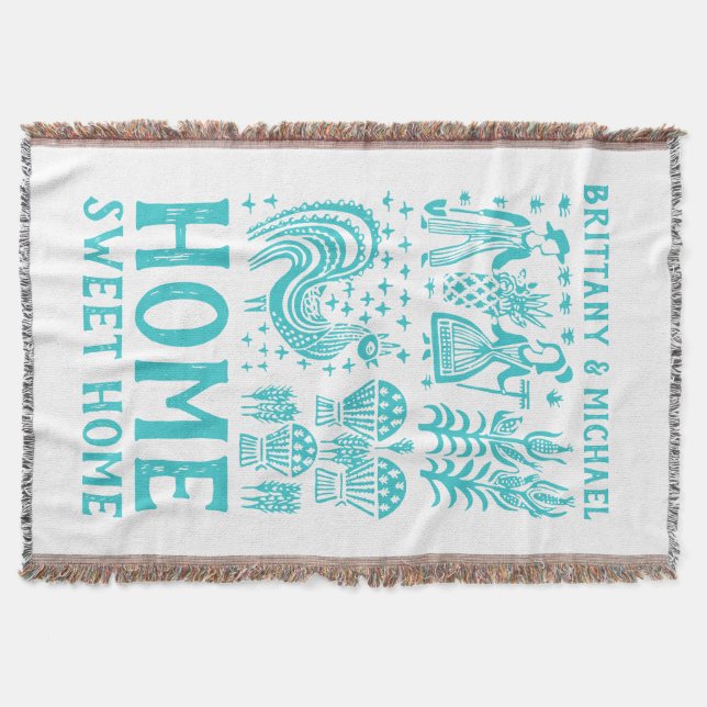 VintagePyrex mönster - Butterprint turkosblått Mysfilt (Framsidan)