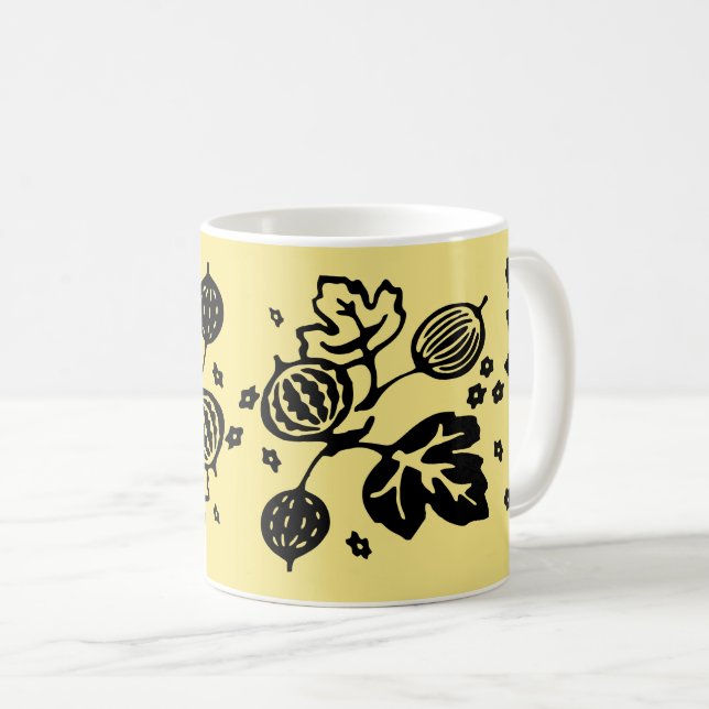 VintagePyrex mönster - krusbärsvart Kaffemugg (Framsida höger)