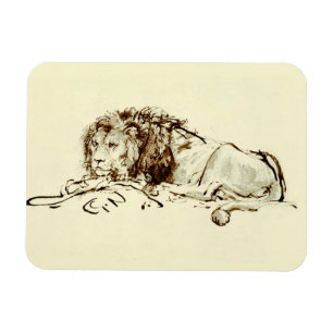 VintageRembrandt bläck skissar/teckningen av ett Magnet