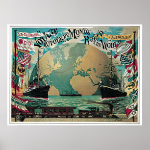 Vintageresavärlden runt reser annonsen poster
