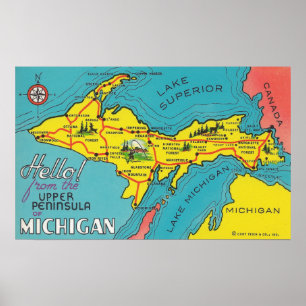 Vintagereser övrepeninsulan Michigan Poster