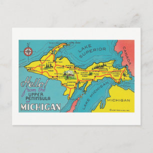 Vintagereser övrepeninsulan Michigan Vykort