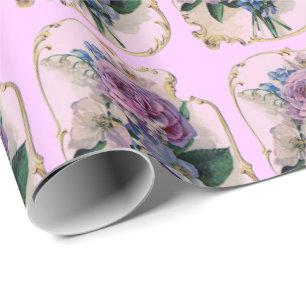Vintagero & blommagåva som slår in papper presentpapper
