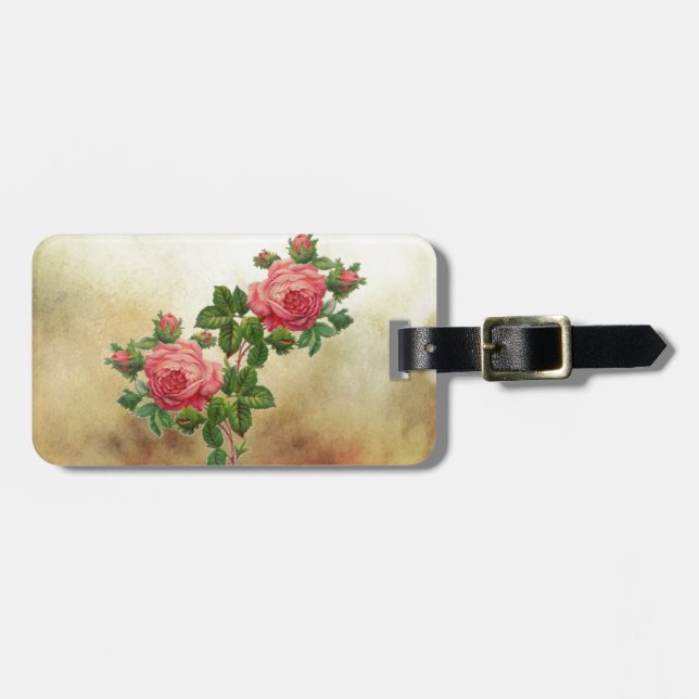 vintageröd ros bagagebricka (Horisontell Framsida)