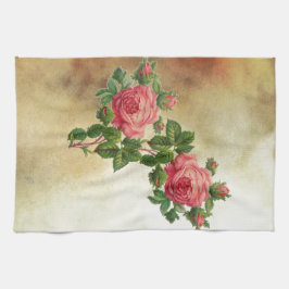 vintageröd ros kökshandduk