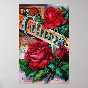 Vintageröd ros poster