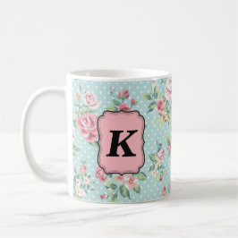 Vintageromönster med monogramen kaffemugg