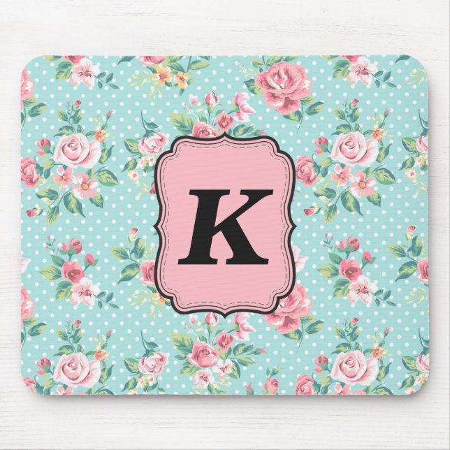 Vintageromönster med monogramen musmatta (Framsidan)