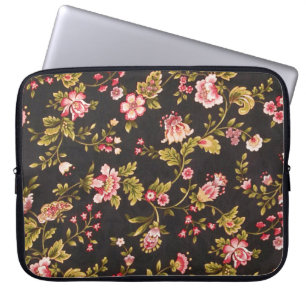 Vintagerosa- och gultblommönster laptop sleeve