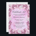 Vintagerosa ros och 80th födelsedag för fjäder inbjudningar<br><div class="desc">Den eleganta rosa ros- och fjäderdesignen dekorerar denna härliga 80th födelsedaginbjudan. Skräddarsy lätt för ditt party! Designer är lägenheten utskrivavna illustrationer/diagram - INTE FAKTISKA RO ELLER FJÄDRAR.</div>