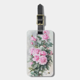 Vintagerosa rosbukett bagagebricka