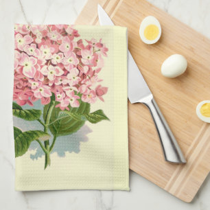 Vintagerosavanlig hortensia kökshandduk