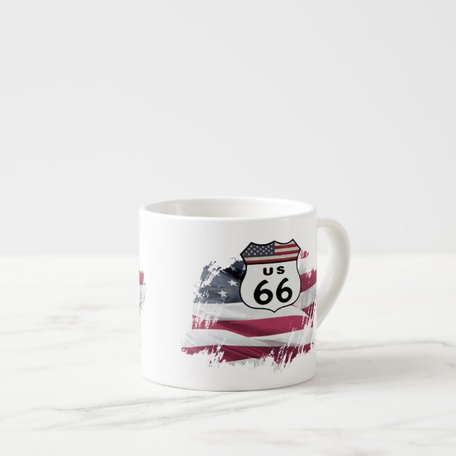 Vintagerutt US 66 Espressomugg (Framsida höger)