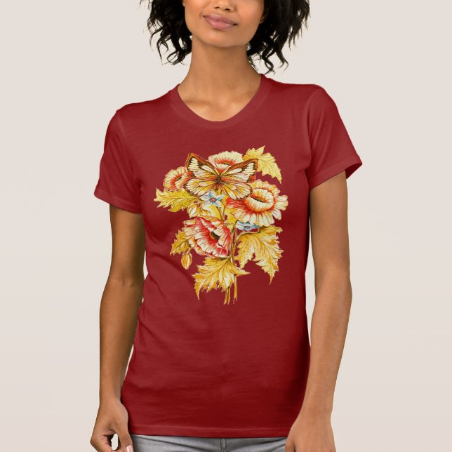 Vintageryssblommigt Tee Shirt (Framsida)