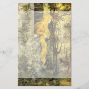 Vintagesaga, Rapunzel med långt blont hår Brevpapper
