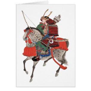 VintageSamurai på hästryggen, C. 1878 Hälsningskort