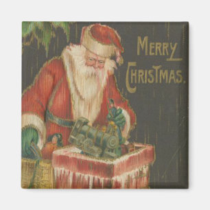VintageSanta att gå besegrar lampglas 2 Magnet