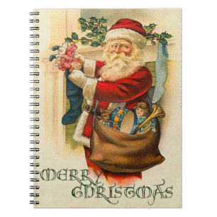VintageSanta jul Anteckningsbok Med Spiral