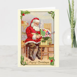 VintageSanta julkort - Santa målning Helgkort