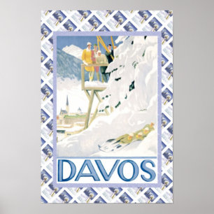 Vintageschweizareaffisch Davos Poster